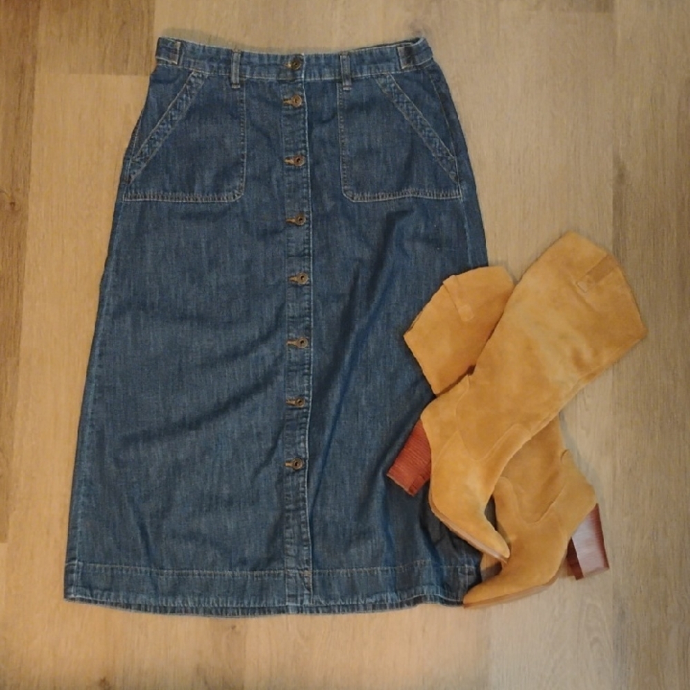 Ralph Lauren Denim Button-Front Skirt